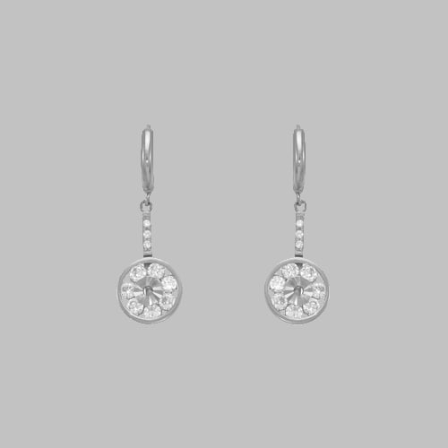 14K WHITE GOLD LADIES DROP DANGLE CIRCLE CZ SET (1 of 1)