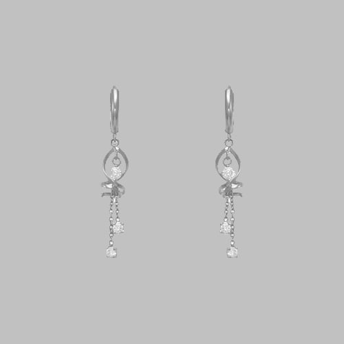 14K WHITE GOLD LADIES DROP DANGLE SWIRL CZ SET (1 of 1)