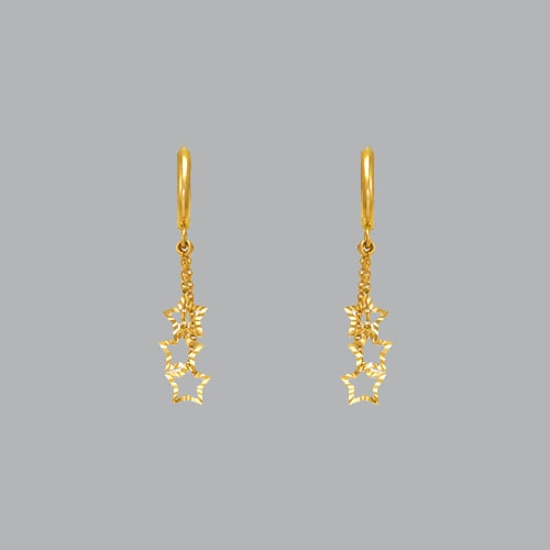14K YELLOW GOLD LADIES DROP DANGLE STAR CZ SET EARRINGS (1 of 1)