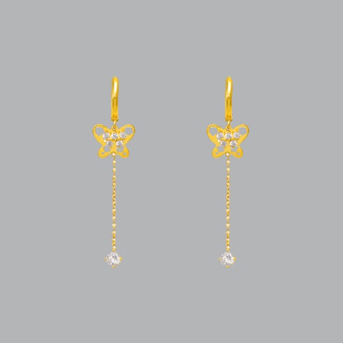 14K YELLOW GOLD LADIES DROP DANGLE BUTTERFLY CZ SET (1 of 1)