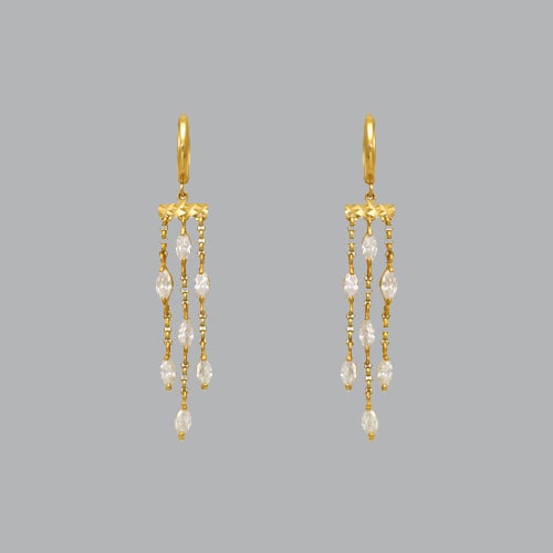 14K YELLOW GOLD LADIES DROP DANGLE CHANDELIER CZ SET (1 of 1)