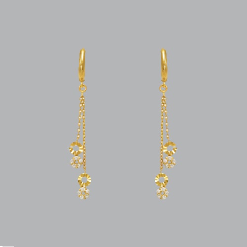14K YELLOW GOLD LADIES DROP DANGLE CIRCLE CZ SET (1 of 1)