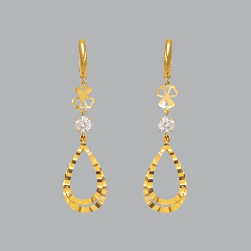 14K YELLOW GOLD LADIES DROP DANGLE TEARDROP CZ SET (1 of 1)