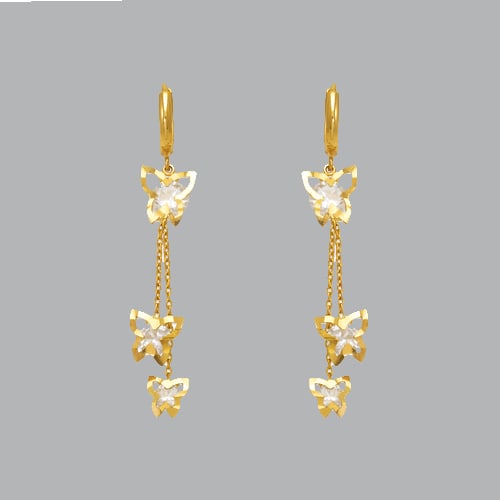 14K YELLOW GOLD LADIES DROP DANGLE BUTTERFLY CZ SET (1 of 1)