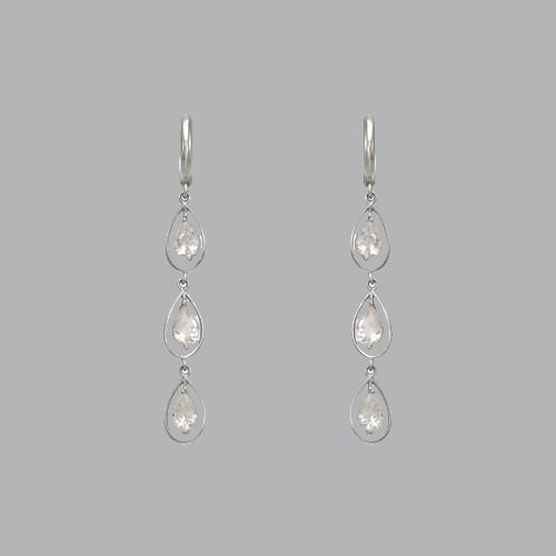 14K WHITE GOLD LADIES DROP DANGLE TEARDROP CZ SET (1 of 1)