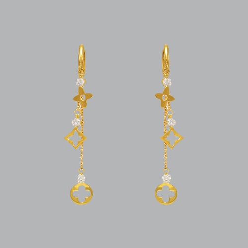14K YELLOW GOLD LADIES DROP DANGLING CZ SET EARRINGS (1 of 1)