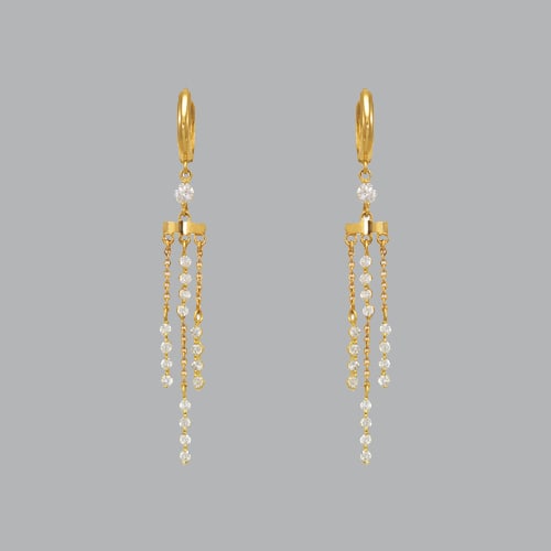 14K YELLOW GOLD LADIES DROP DANGLE CHANDELIER CZ SET (1 of 1)