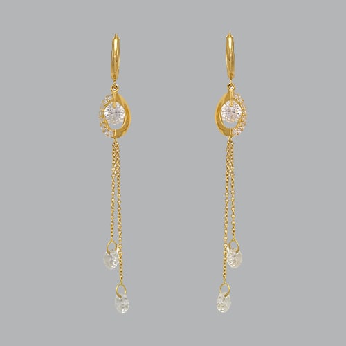 14K YELLOW GOLD LADIES DROP DANGLE CZ SET (1 of 1)