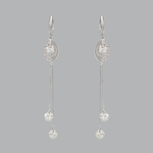 14K WHITE GOLD LADIES DROP DANGLE CZ SET EARRINGS (1 of 1)