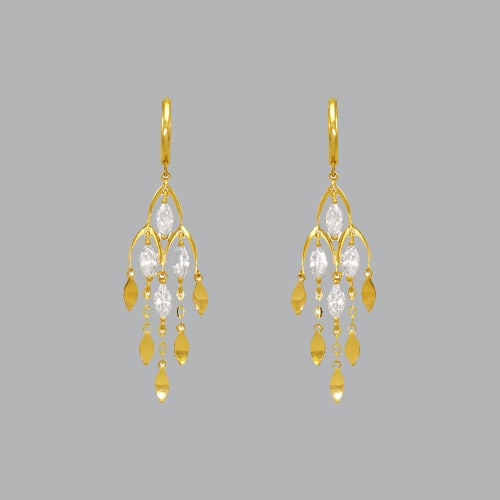 14K YELLOW GOLD LADIES DROP DANGLE CHANDELIER CZ SET: NEW 14K YELLOW GOLD EARRINGS New 14K Yellow Gold Earrings Measures: 51mm long Set with CZ Earrings have a polish finish Post backings Stamp: 14k Avg Weight: 4.3g