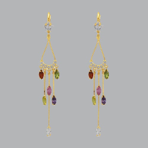 14K YELLOW GOLD LADIES DROP DANGLE CHANDELIER COLORED (1 of 1)