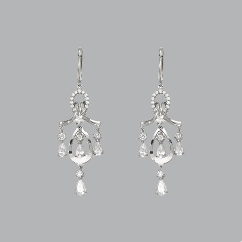 14K WHITE GOLD LADIES DROP DANGLE CHANDELIER CZ SET (1 of 1)