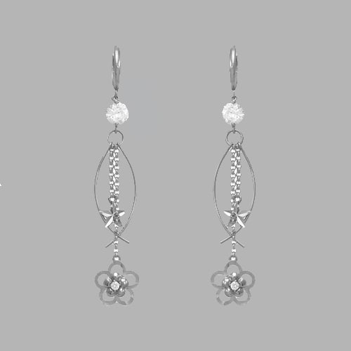 14K WHITE GOLD LADIES DROP DANGLE CHANDELIER CZ SET (1 of 1)