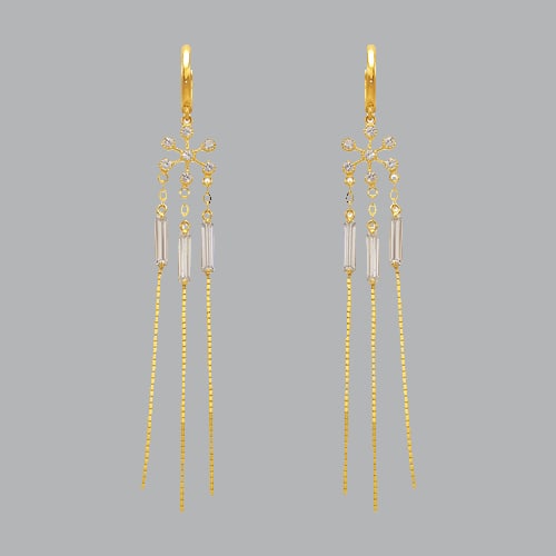 14K YELLOW GOLD LADIES DROP DANGLE CHANDELIER CZ SET (1 of 1)