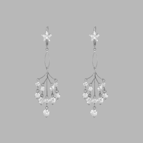 14K WHITE GOLD LADIES DROP DANGLE CHANDELIER CZ SET: NEW 14K WHITE GOLD EARRINGS New 14K White Gold Earrings Measures: 53mm Long x 16mm Wide Set with CZ Earrings have a polish finish Post backings Stamp: 14k Avg Weight: 5.6g