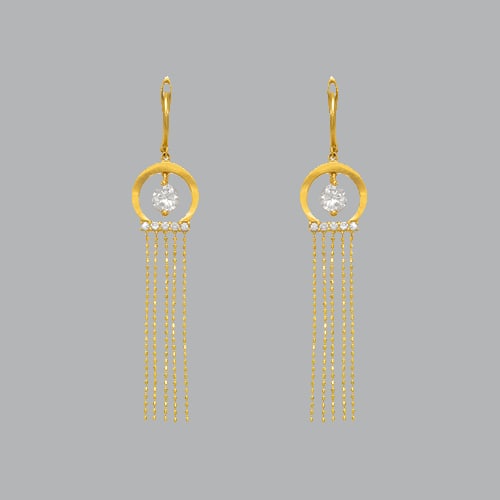 14K YELLOW GOLD LADIES DROP DANGLE CHANDELIER CIRCLE CZ (1 of 1)