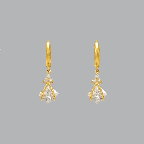 14K YELLOW GOLD DROP DANGLE CZ SET EARRINGS (1 of 1)