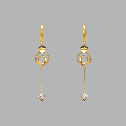 14K YELLOW GOLD DROP DANGLE SWIRL CZ SET EARRINGS (1 of 1)