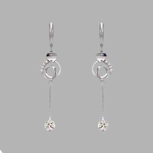 14K WHITE GOLD DROP DANGLE SWIRL CZ SET EARRINGS (1 of 1)