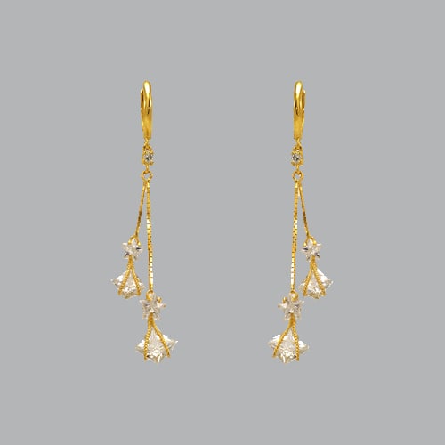 14K YELLOW GOLD LADIES DROP DANGLE CZ SET EARRINGS (1 of 1)