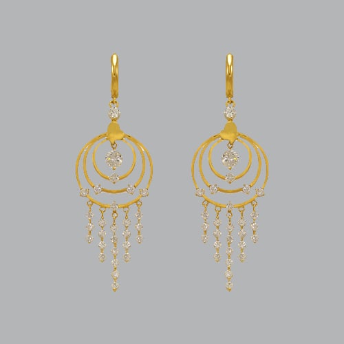 14K YELLOW GOLD LADIES DROP DANGLE CIRCLE CZ SET (1 of 1)