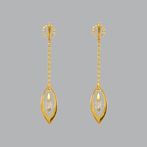 14K YELLOW GOLD LADIES DROP DANGLE CZ SET EARRINGS (1 of 1)