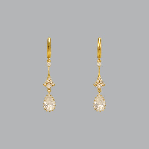 14K YELLOW GOLD LADIES DROP DANGLE CZ SET EARRINGS (1 of 1)