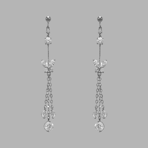 14K WHITE GOLD LADIES DROP DANGLE BUTTERFLY CZ SET (1 of 1)