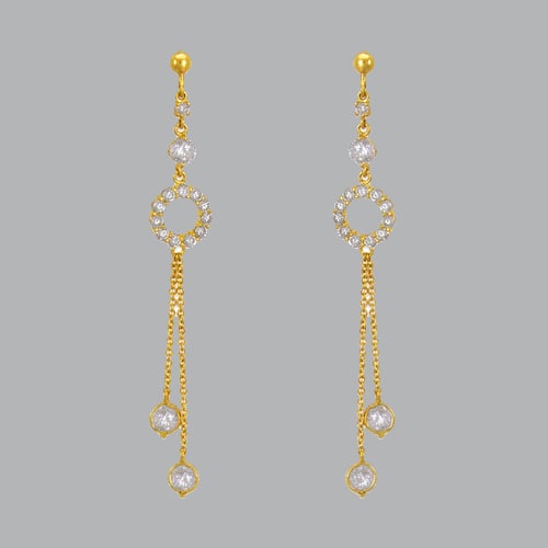 14K YELLOW GOLD LADIES DROP DANGLE CIRCLE CZ SET (1 of 1)
