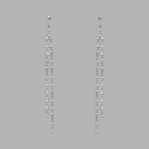 14K WHITE GOLD LADIES DROP DANGLE CZ SET EARRINGS (1 of 1)