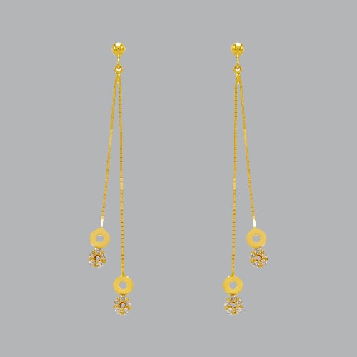 14K YELLOW GOLD LADIES DROP DANGLE CZ SET EARRINGS (1 of 1)