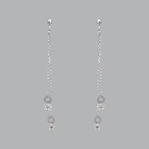 14K WHITE GOLD LADIES DROP DANGLE CZ SET EARRINGS (1 of 1)