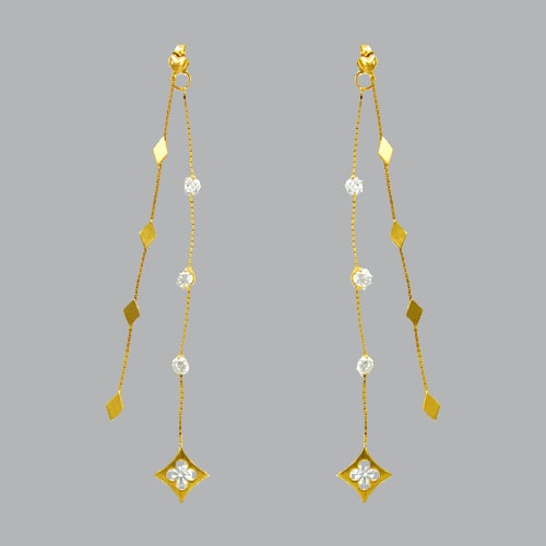 14K YELLOW GOLD LADIES DROP DANGLE CZ SET EARRINGS (1 of 1)
