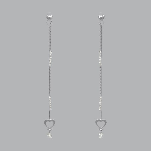 14K WHITE GOLD LADIES DROP DANGLE HEART CZ SET (1 of 1)
