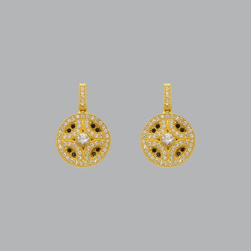 14K YELLOW GOLD DROP DANGLE ROUND CZ SET EARRINGS (1 of 2)