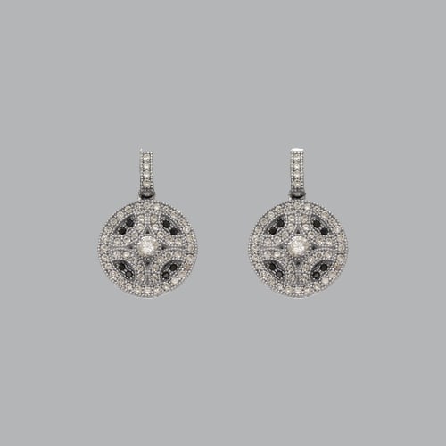 14K WHITE GOLD DROP DANGLE ROUND CZ SET EARRINGS (1 of 2)