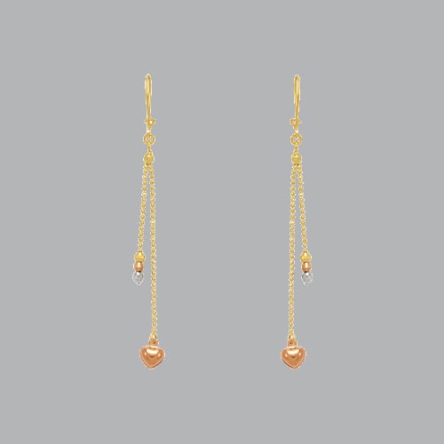 14K TRI COLOR GOLD DROP DANGLE MALAYSIAN EARRINGS (1 of 2)