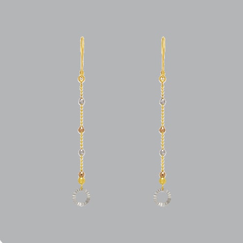 14K TRI COLOR GOLD DROP DANGLE MALAYSIAN EARRINGS (1 of 2)