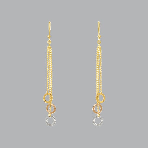 14K TRI COLOR GOLD DROP DANGLE MALAYSIAN EARRINGS (1 of 2)