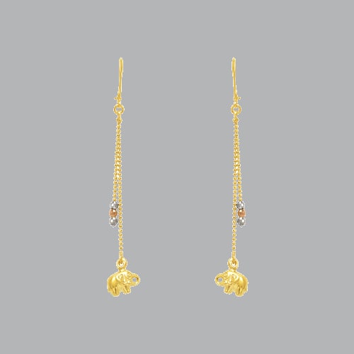 14K TRI COLOR GOLD DROP DANGLE MALAYSIAN ELEPHANT (1 of 2)