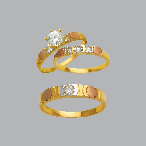 14K TRI COLOR GOLD TRIO WEDDING SET CZ RING (1 of 1)