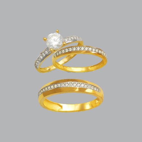 14K TWO TONE GOLD TRIO WEDDING SET CZ RING (1 of 1)