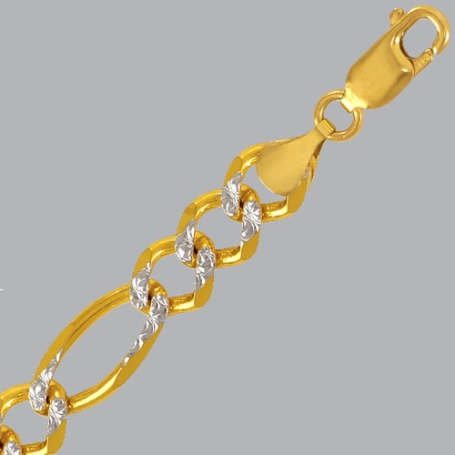 14K YELLOW GOLD WHITE PAVE FIGARO CHAIN NECKLACE (1 of 2)