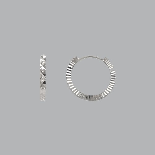 14K WHITE GOLD LADIES GIRLS ROUND HUGGIE HOOP EARRINGS (1 of 1)