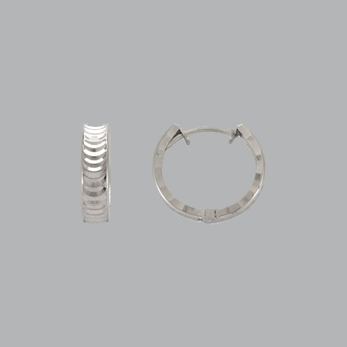 14K WHITE GOLD LADIES GIRLS ROUND HUGGIE HOOP EARRINGS (1 of 1)