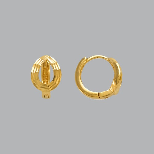 14K YELLOW GOLD LADIES GIRLS ROUND HUGGIE HOOP EARRINGS (1 of 1)