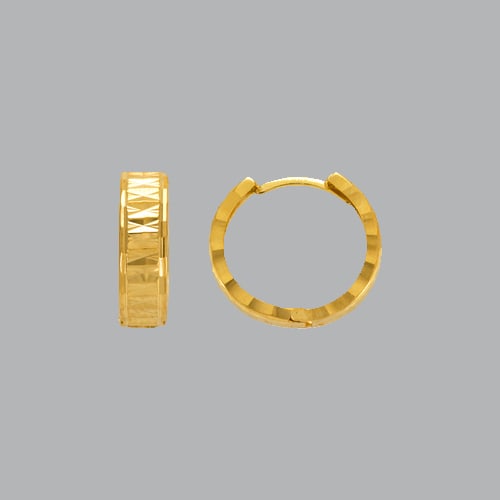 14K YELLOW GOLD LADIES GIRLS ROUND HUGGIE HOOP EARRINGS (1 of 1)