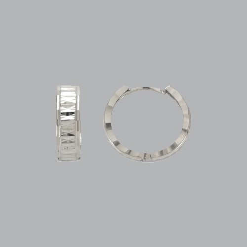 14K WHITE GOLD LADIES GIRLS ROUND HUGGIE HOOP EARRINGS (1 of 1)