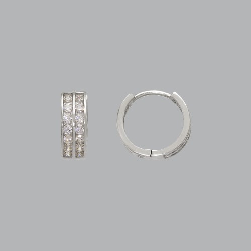 4K WHITE GOLD LADIES GIRLS ROUND CZ EARRING 2 ROW (1 of 1)
