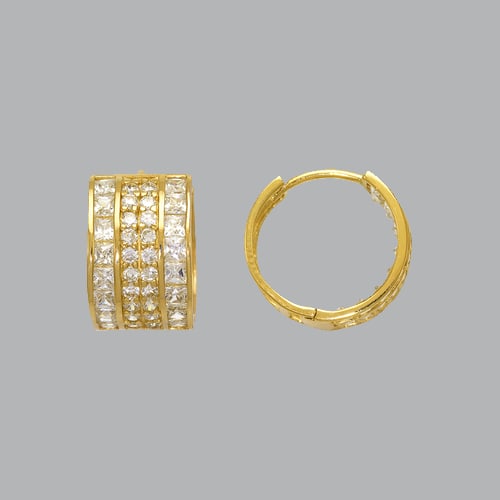 14K YELLOW GOLD LADIES ROUND PRINCESS CZ HUGGIE (1 of 1)